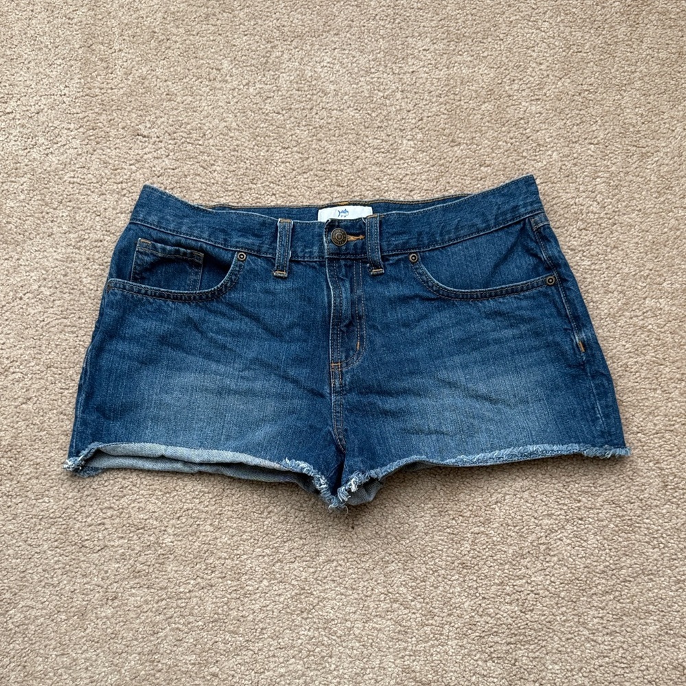 Southern Tide Mid Rise Cut Off Dark Wash Denim Shorts Size 28